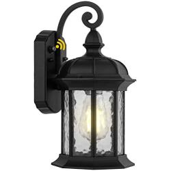 Dusk to Dawn Outdoor Wall Lighting, Outdoor Wall Lantern with Water Ripple Glass Waterproof Wall Sconce for Porch, Front Door, Patio or Garage