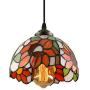 LITFAD Elegant Tiffany Style Pendant Light with Oversize Sunflower Pattern One-Light LED Ceiling Hanging Pendant Lamp Chandelier for Kitchen Island Dining Room Restaurant - D LITFAD Elegant Tiffany Style Pendant Light with Oversize Sunflower Pattern One-Light LED Ceiling Hanging Pendant Lamp Chandelier for Kitchen Island Dining Room Restaurant - D