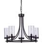 Loclgpm Black Candle Chandelier, Vintage Industrial 5 Lights Pendant Light with Clear Glass Shade, Semi Flush Mount Ceiling Lighting Fixture for Bedroom Dining Room Kitchen Island Living Room Hallway