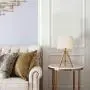 MOTINI 21'' Tripod Table Lamp Modern Besides Desk Lamp Bamboo with White Fabric Shade for Bedroom Study Livingroom End Table Light UL Listed