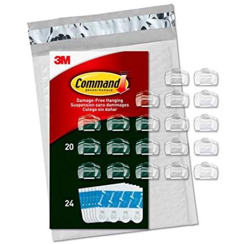 Command Outdoor Light Clips, Clear, 20 Clips, 24 Strips (AW017-20NA)