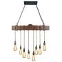 Unitary Brand Rustic Black Wood Hanging Multi Pendant Light with 8 E26 Bulb Sockets 320W Painted Finish