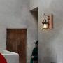 Rustic Wooden Wall Light Fixtures Industrial Metal Indoor Black Wall Sconce Vintage Style Restaurant Bedroom Farmhouse Lamp