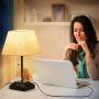 Towkka USB Table Lamps, Pull Chain Switch Bedside Lamps Built-in Dual USB Ports&2 AC Outlets, Stylish Nightstand Table Lamps for Bedroom, Living Room Office, College Dorm, Guest Room(Set of 2)