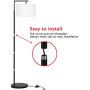 Congratsu Modern Floor Lamp with Linen Drum Shade Black Mid Century Indoor Pole Light with Edison E26 Base Nursery Standing Tall Lighting for Living Room Bedroom Office