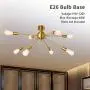 PUMING Sputnik Chandeliers 8 Lights Modern Pendant Lighting for Living Room Bedroom Kitchen Bathroom Foyer Entryway, Gold