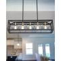 EAPUDUN 5-Light Kitchen Island Lighting, Modern Linear Pendant Light Fixture, Metal Farmhouse Chandeliers for Dinning Room Living Room, Matte Black Finish, PDA1273-MBK