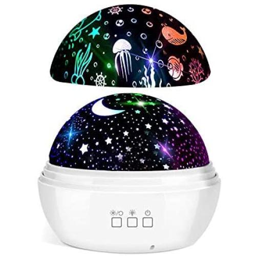 Star Night Light Projector, FISHOAKY 3 in 1 Sky Night Light Projector, 360°Rotating 8 Colors Mode Projector Baby Night Lights with USB Cable, Popular Toy Gifts for Kids Baby Birthday Christmas