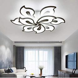 LAKIQ Modern LED Ceiling Light Flush Mount Multi Lights Acrylic Close to Ceiling Chandelier Lighting Fixture Flower Shade for Living Room Bedroom Dining Room (9 Lights, White Light)