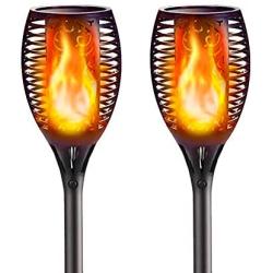 Solar Torch Lights Outdoor, 2 Pack Waterproof Flickering Flame Torches Lights Solar Powered Pathway Landscape Decoration Lighting Auto On/Off for Garden Patio Yard