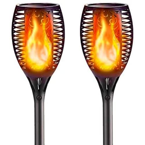 Solar Torch Lights Outdoor, 2 Pack Waterproof Flickering Flame Torches Lights Solar Powered Pathway Landscape Decoration Lighting Auto On/Off for Garden Patio Yard