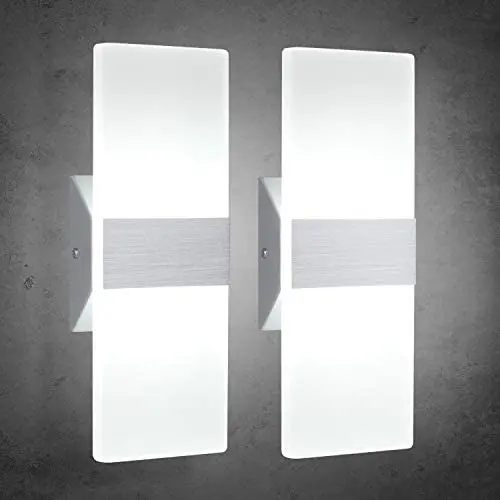 TRLIFE Modern Wall Sconces, Set of 2 LED Wall Sconces 12W 6000K Cool White Wall Sconce Lighting for Hallway Bedroom Bathroom Porch Living Room Basement Stairway Hotel(12W) TRLIFE Modern Wall Sconces, Set of 2 LED Wall Sconces 12W 6000K Cool White Wall Sconce Lighting for Hallway Bedroom Bathroom Porch Living Room Basement Stairway Hotel(12W)