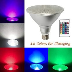 PAR38 LED Bulb,30W RGB+Natural White Daylight LED Spotlight Indoor/Outdoor,Dimmable Color Changing Flood Lights with Remote Control,Waterproof Garden Lawn Lamp for Halloween Christmas Party Decoration
