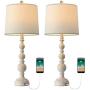OYEARS USB Table Lamp Set 2 for Living Room Resin 27 3/4'' H Retro Table Lamp for Bedroom Vintage Table Lamp Bedside Traditional Rustic Table lamp