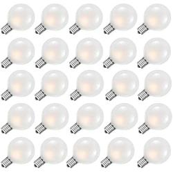 G40 Globe Replacement Bulbs with Frosted White, 1.5 Inch -5 Watt -Screw Base -Fits E12 and C7 Sockets, 25 Pack