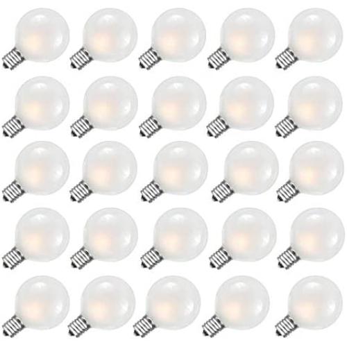 G40 Globe Replacement Bulbs with Frosted White, 1.5 Inch -5 Watt -Screw Base -Fits E12 and C7 Sockets, 25 Pack