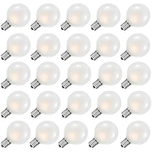 G40 Globe Replacement Bulbs with Frosted White, 1.5 Inch -5 Watt -Screw Base -Fits E12 and C7 Sockets, 25 Pack