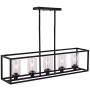 XILICON Black Linear Chandeliers for Dining Rooms,Kitchen Island Farmhouse Lighting Fixture Industrial Rustic Ceiling Hanging 5 Light Modern Pendant Light with Glass Shade XILICON Black Linear Chandeliers for Dining Rooms,Kitchen Island Farmhouse Lighting Fixture Industrial Rustic Ceiling Hanging 5 Light Modern Pendant Light with Glass Shade