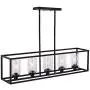 XILICON Black Linear Chandeliers for Dining Rooms,Kitchen Island Farmhouse Lighting Fixture Industrial Rustic Ceiling Hanging 5 Light Modern Pendant Light with Glass Shade