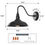 Goalplus Gooseneck Barn Light Farmhouse Wall Mount Light Fixture Exterior E26 Black Industrial Wall Sconce for Garage, 10'' High, IP44 Waterproof, 1 Pack, LM2201