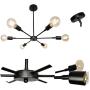 BAODEN 6 Lights Fixture Modern Matte Black Sputnik Chandelier Mid Century Pendant Light Industrial Semi Flush Mount Hanging Lamps for Dining Bedroom Kitchen Lighting