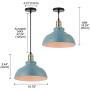 KWOKING Lighting Industrial Barn Pendant Light Chandelier Hanging Lamp 15.75'' Wide Metal Ceiling Fixture for Kitchen Restaurant Dining Room in Pale Blue