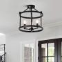 Maxax-Semi Flush Mount Ceiling Light (Antique Black 3 Lights)