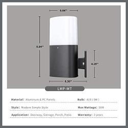 LMP Outdoor Light Outside Light LED Bulbs Included Triangular Lights, Waterproof and Dust Resistant, Finishing with Aluminum Plus PC Panels, Wall Light for Entry, Garage, Garden, Porch, Yard