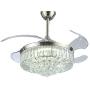 Modern Dimmable Fandelier Crystal Ceiling Fan with Lights and Remote Invisible Retractable Chandelier Fan Light LED Lighting-Polished Chrome 42'' (Crystal2)