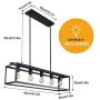 Depuley 5-Light Farmhouse Linear Light Fixture Chandelier, Vintage Island Light Fixtures, Rectangular Metal Cage Table Pendant Lighting for Dining Room, Kitchen, Breakfast Bar, 5×E26 Bulbs Included
