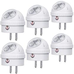 Emotionlite Plug-in Night Lights, Neutral White LED Nightlight, 360° Rotation, Dusk to Dawn Sensor, Kids, Adult, Bedroom, Hallway, Bathroom,Kitchen, Stairways, Corridor, UL Listed, 6 Pack