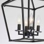 Untrammelife 4-Light Black Lantern Pendant Light, Adjustable Height Square Cage Pendant Hanging Lighting Fixture 11’’ Rustic Lantern Chandelier for Dinning Room Kitchen Island Foyer