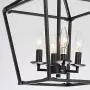 Untrammelife 4-Light Black Lantern Pendant Light, Adjustable Height Square Cage Pendant Hanging Lighting Fixture 11’’ Rustic Lantern Chandelier for Dinning Room Kitchen Island Foyer