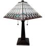 Amora Lighting Tiffany Style Table Lamp Banker Mission 21'' Tall Stained Glass Blue Tan Brown Green Vintage Antique Light Décor Living Room Bedroom Office Handmade Gift AM238TL14B, Multicolored