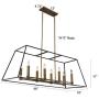 48'' Wide 8-Light Bronze Linear Chandelier Open Frame Industrial Style Rectangular Ceiling Lamp Dining Room