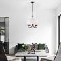 A1A9 Modern 5-Light Drum Pendant Light Fixture, 21 White Fabric Shade, Simple Chain Hanging Ceiling Lights, Black Chandelier Fitting for Entryway, Hallway, Dining Room and Foyer