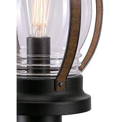 Westinghouse Lighting 6578800 Canyon Rustic One-Light Outdoor Post Top Light Fixture Textured Black and Barnwood Finish, Clear Glass