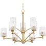 Icelight Warm Brass Large Chandelier 31 1/2'' Wide Modern Mid Century Prismatic Clear Glass 9-Light Fixture for Dining Room House Island Entryway Bedroom Living Room - Possini Euro Design