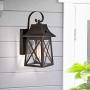 FLALINKO Dusk to Dawn Outdoor Wall Sconce - 14'' Farmhouse Porch Light in Oil Rubbed Bronze Finish with Clear Seedy Glass for Garage, Patio, Porch, Doorway, Entryway (ORB - Dusk to Dawn, Single Pack)
