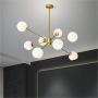 BOKT Mid Century Modern Chandelier 6 Lights Magic Bean Molecular Chandelier Globe Chandeliers Light Fixture for Living Room Restaurant Kitchen Island E26 Base (Gold, 8 Lights)