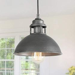 LOG BARN Pendant Lighting with Cutouts on Top, Industrial Silver Brushed Pendant Light for Kitchen Island, Dining Room and Bedroom