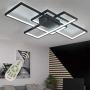 LED Modern Ceiling Light Flush Mount Square Living Room Lamp Dimmable with Remote Control Acrylic-Shade Chandelier Pendant Lighting for Dining Room Bedroom Bathroom Kitchen Fixture (Black)