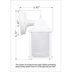 LIT-PaTH Outdoor LED Wall Lantern, Wall Sconce as Porch Light, 9.5W (75W Equivalent), 800 Lumen, Aluminum Housing Plus Glass, Matte White Finish, ETL and ES Qualified, 2-Pack