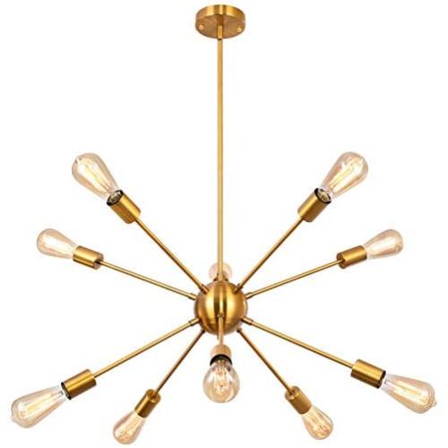 10-Light Gold Sputnik Chandelier Light Fixture, Brass Light Fixture Industrial Vintage Ceiling Pendant Lighting Fixture for Bedroom Living Room Dining Room Kitchen 10-Light Gold Sputnik Chandelier Light Fixture, Brass Light Fixture Industrial Vintage Ceiling Pendant Lighting Fixture for Bedroom Living Room Dining Room Kitchen