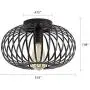 Modern Black Flush Mount Light Fixture Industrial Metal Cage Semi Flush Mount Ceiling Light for Hallway Living Room Kitchen Entryway Farmhouse