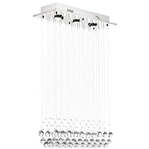 NOXARTE Modern K9 Crystal Chandelier Lighting Raindrop Flush Mount LED Ceiling Light Fixture for Dining Room Bedroom Kitchen Island