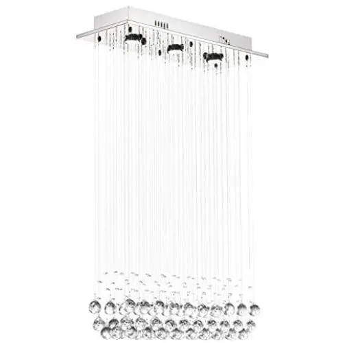 NOXARTE Modern K9 Crystal Chandelier Lighting Raindrop Flush Mount LED Ceiling Light Fixture for Dining Room Bedroom Kitchen Island