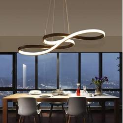 LED Chandelier Dining Room Island Ceiling Pendant Light Dimmable 3000K-6500K Remote Acrylic Half Flush Mount Lighting Fixtures, Modern Designer Height Adjustable Bedroom Living Room Decor Hanging Lamp