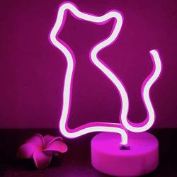 DANIDEER Led Neon Sign Art Decorative Lights Table Decoration Neon Lamp with Base for Kids boy and Girl Bedroom Unique Gift for Any Occasion (Cat with Base)