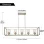 VINLUZ Indoor Linear 5 Light Kitchen Island Chandelier in Brushed Nickel Finish with Clear Glass Shade Cage Metal Frame Pendant Lighting for Living Room Bedroom